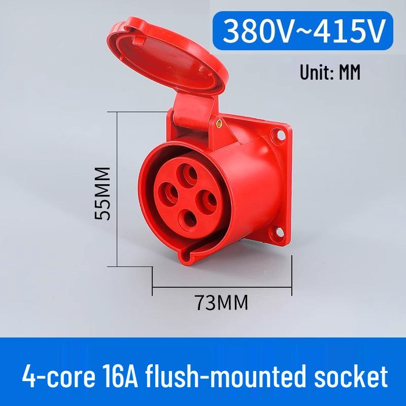 Waterproof 3-Pin 5-Hole Industrial Socket Connector (16A/32A) - Male-Female Mating, Non-Explosion-Proof.