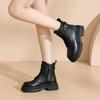 Fashion Block Heel Side Zipper Short Thigh Boots Autumn New Round Toe Lace-Up Front Platform Anti-Slip Wear-Resistant Mid-Heel Boots