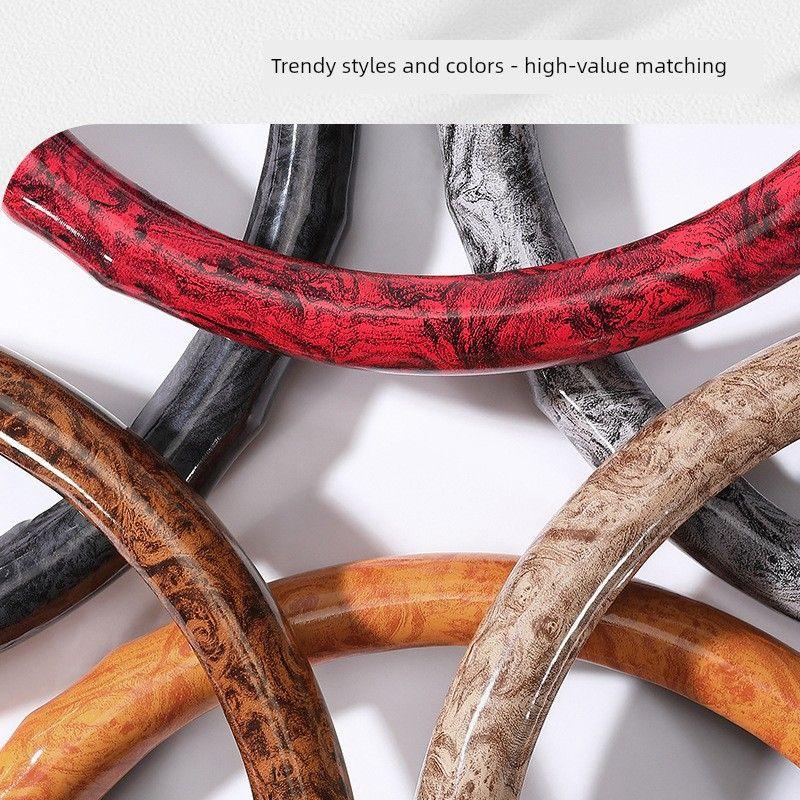 Car Steering Wheel Cover New Model with Peach Wood Grain, Universal for All Seasons, Clip-On Car Decoration Cover, Summer Anti-Slip Protective Cover