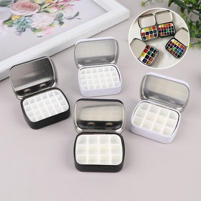 Boîte à aquarelle vide portable 12/24 grilles Mini palette de peinture aquarelle Plateau de peinture de voyage Fournitures d'art