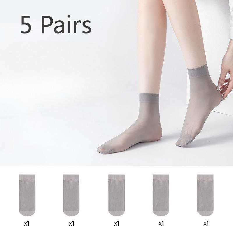 5 Pairs of Women's Summer Ultra Thin Non Slip Invisible Anti Hook Wire Wire Socks