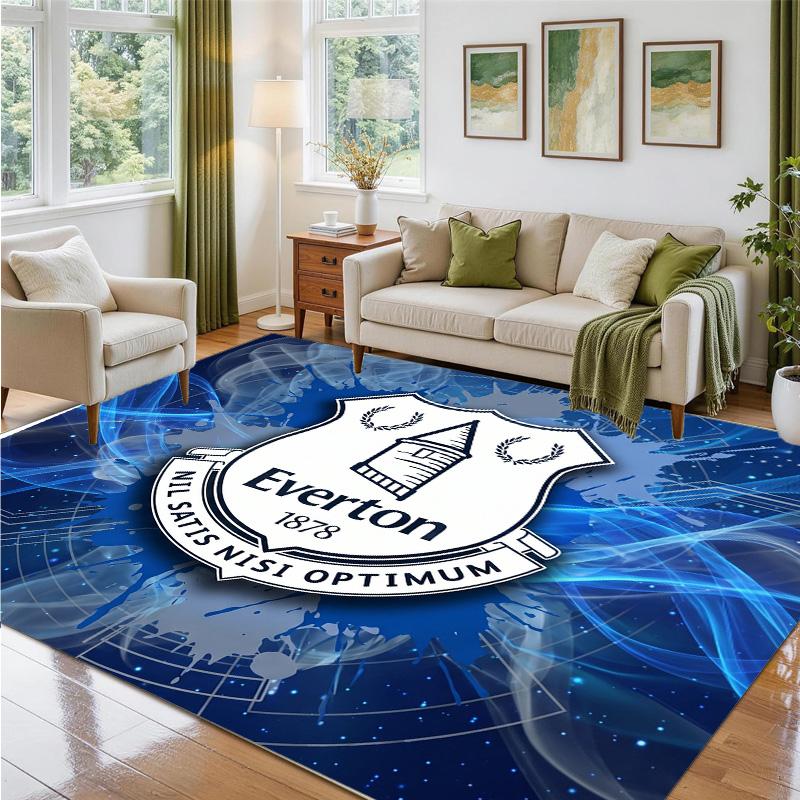 Everton Football Design Crystal Velvet Rug Soft Decorative Mat for Bedroom Entrance