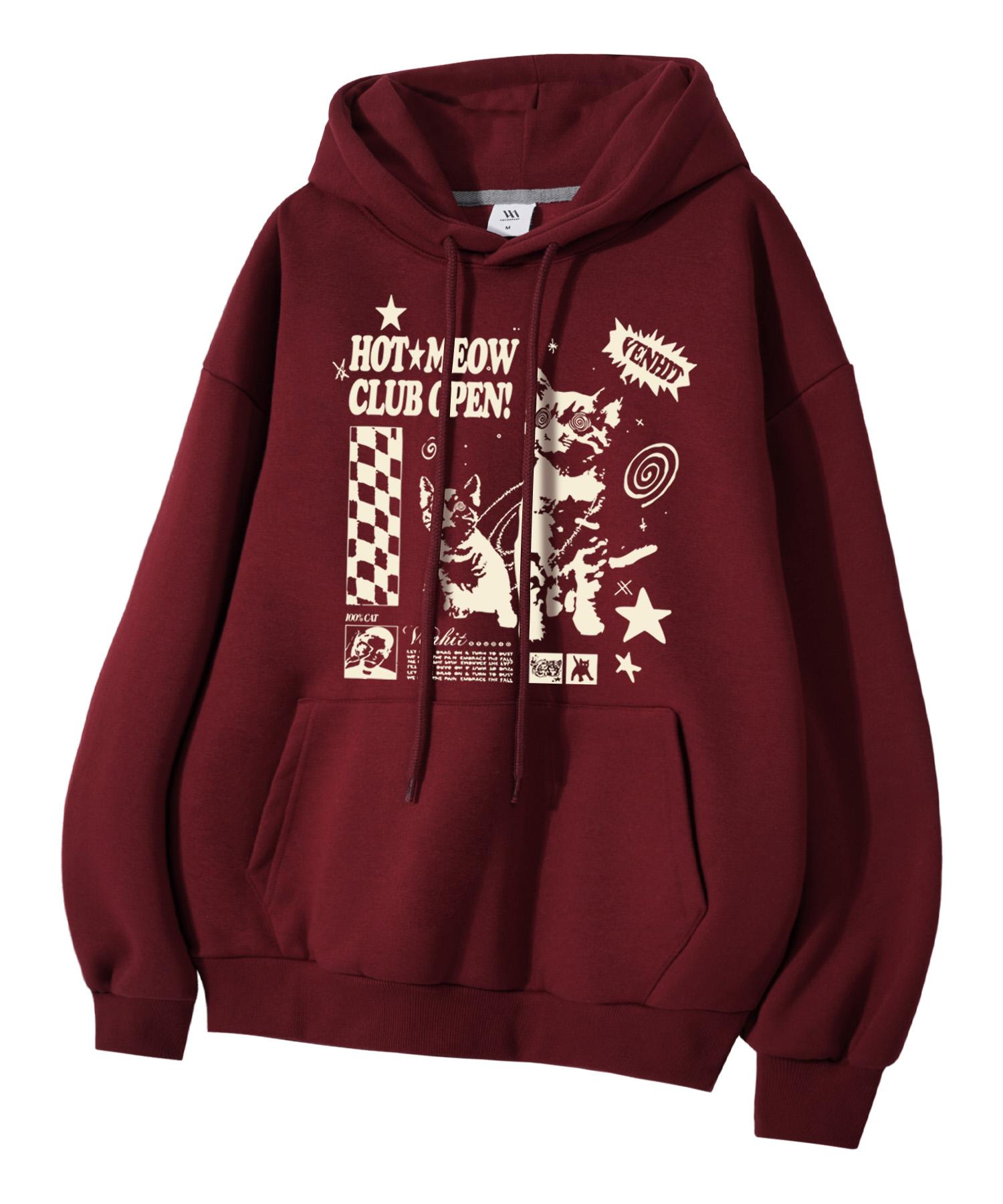 Benhit Cat Club Hoodie Burgundy/M