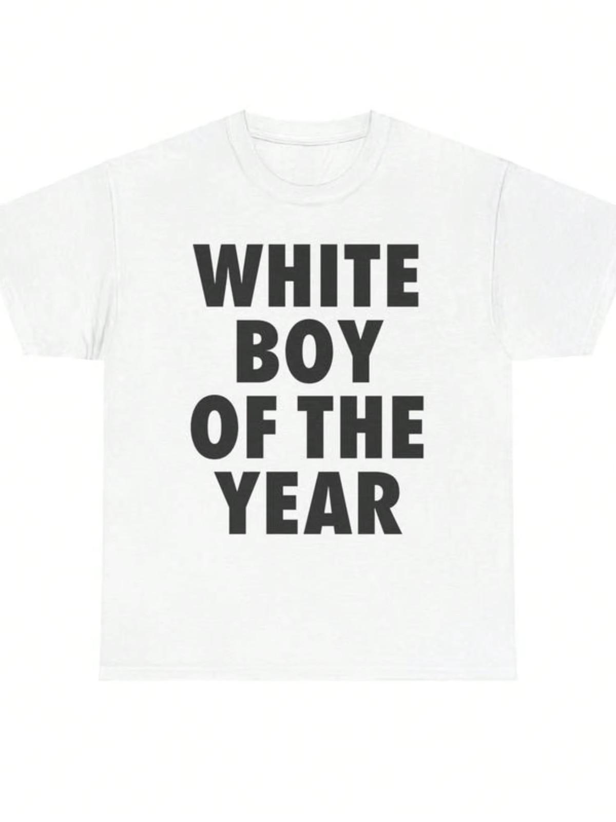 White Boy Of The Year Cotton Funny Meme T Shirt Viral Graphic Unisex [S-3XL] 3XL