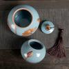 Lotus Gourd Ceramic Pots Double-sealed Tea Cans Candies Coffee Beans Storage Boxes Kitchen Food Containers Crafts Art Decoration