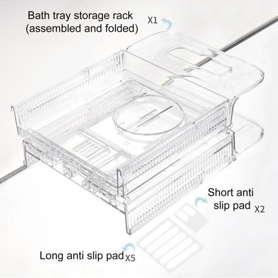 Expandable Bathtub Tray Caddy Strong Load-bearing Non-Slip Foldable Design Transparent Bath Accessories Bath Table Tub Tray