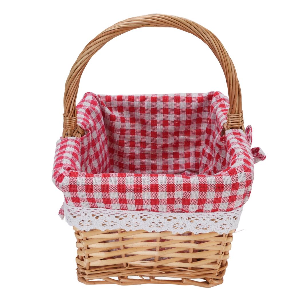 Picnic Basket Detachable Lining Vintage Spacious Capacity Hand Woven Basket for Camping Vegetable Picking