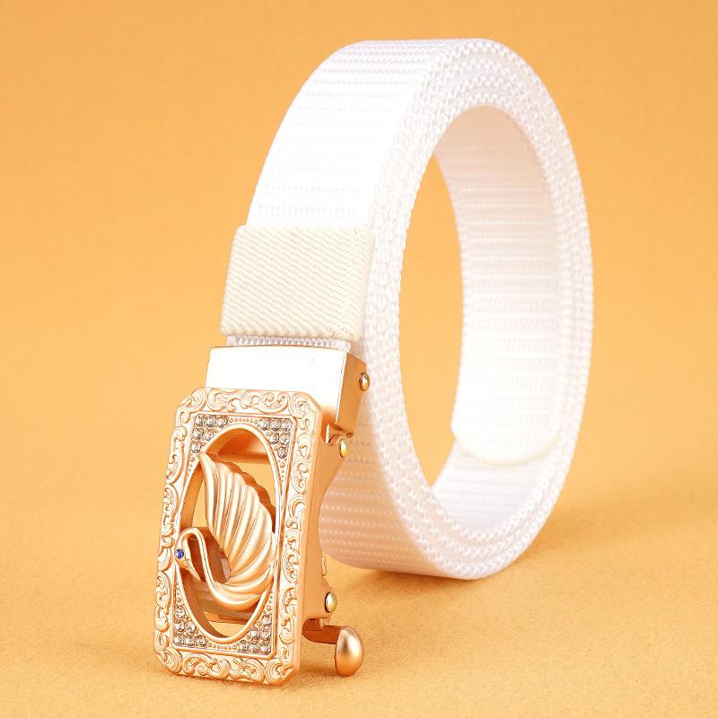 

Новый женский ремень для поездок на работу с автоматической пряжкой из нейлона, универсальный двухслойный толстый ремень для отдыха на природе 110cm