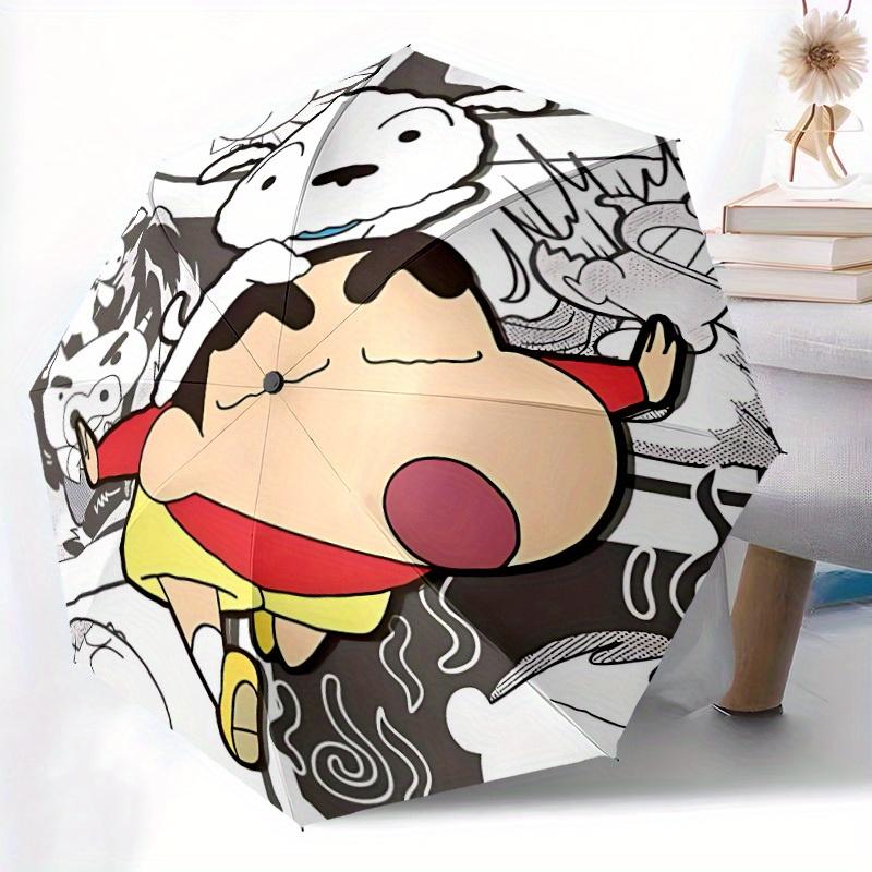1pc Crayon Shin-chan Automatic Open/close Folding Portable Cute Outdoor Umbrella  with 8-Ribs Structure for Women/Men, All-Season Use   A0901092