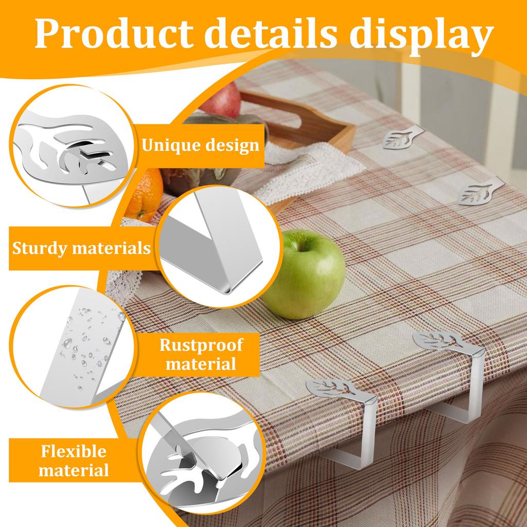 40Pcs Tablecloth Clips Stainless Steel Leaf Shape Table Cloth Cover Clamps Portable Adjustable Tablecloth Holder Clips for Home