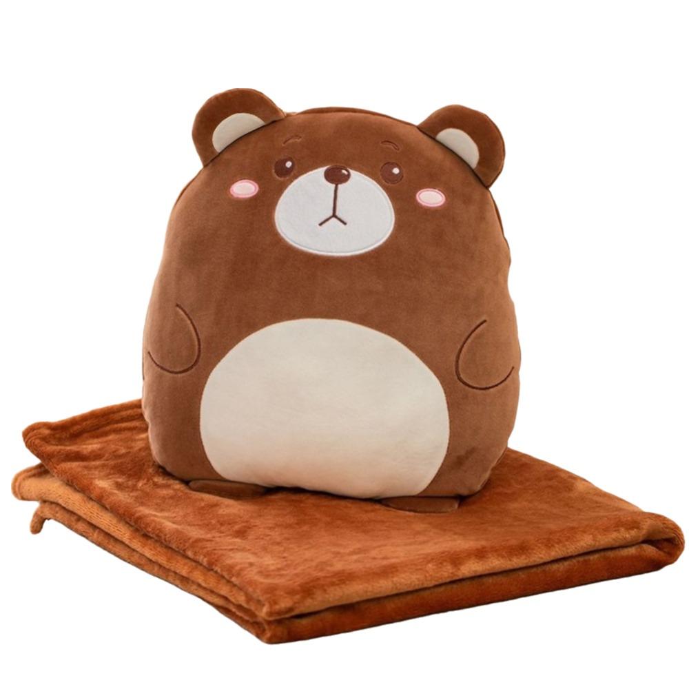 Multfunctional Flannel Cartoon Pillow Quilt Soft Storage Design Animal Pillow Blanket Stuffed Comfortable Sofa Blanket Car