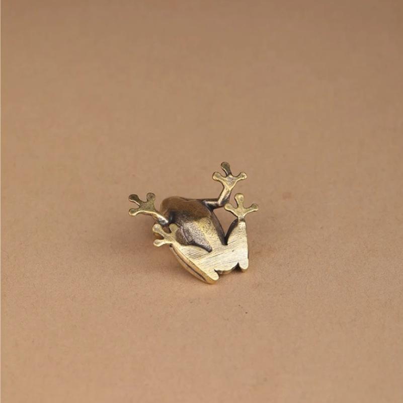 Retro Messing Mini Frosch Miniaturen Figuren Vintage Tierfigur Kröte Desktop Ornamente Heimdekoration Handwerk Tee Haustier Dekor