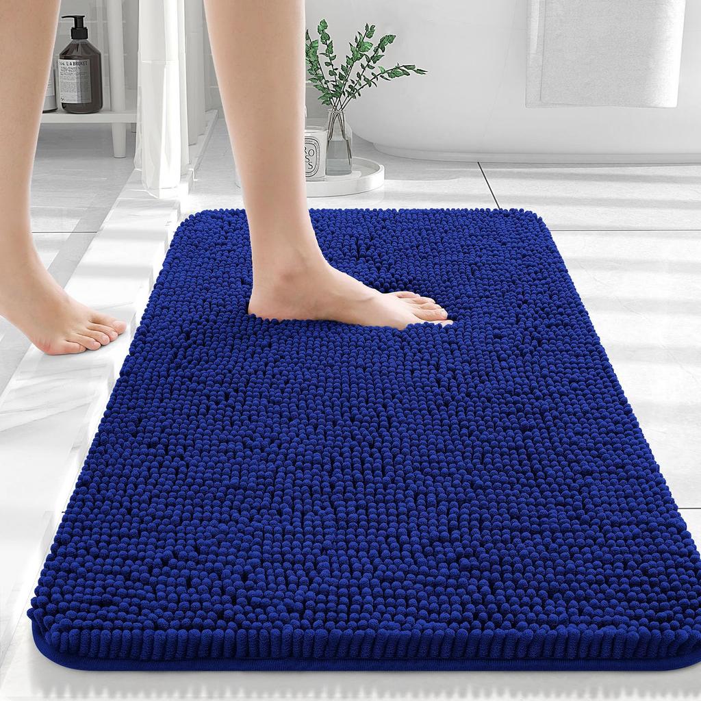 Homaxy Chenille Plain Hairy TPR Material Door Mat Indoor Non Slip Door Mat Dirt Trap Absorbent Mat Absorbs Water Bathroom Mat
