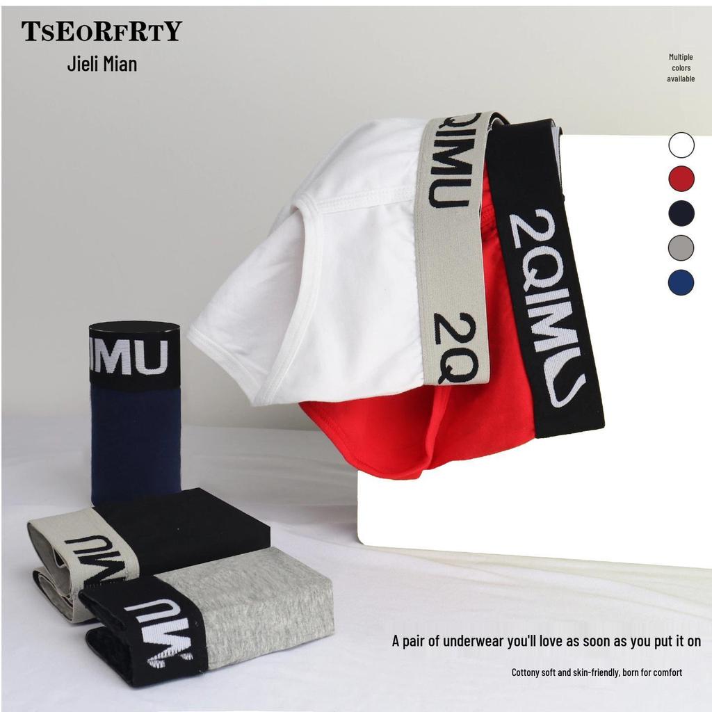 2025 Men's Breathable Cotton Triangle Briefs with Antibacterial Crotch