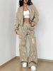 Stripe Explosion Autumn and Winter New European and American Women's Clothing Smudge Printing Suit Women