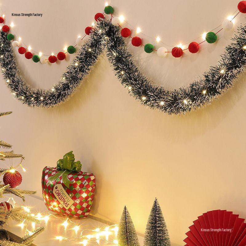 Christmas Decoration Garland: Ribbon, Leaves, Snowflakes, Tinsel, for Windows and Trees.