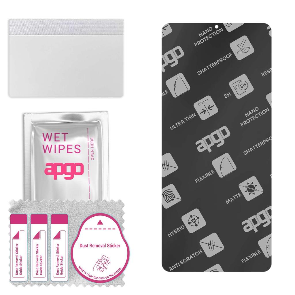 apgo MATTE Hybrid protective glass compatible with alcatel 3X (2020), flexible nano glass, great replacement for tempered glass, scratch-resistant, fu