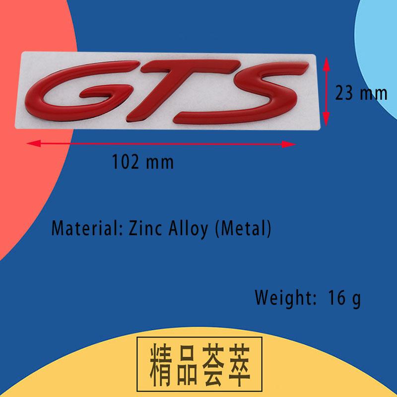 3D GTS for Car Hood Fender Trunk Rear Bonnet Nameplate Decal Emblem Badge Sticker