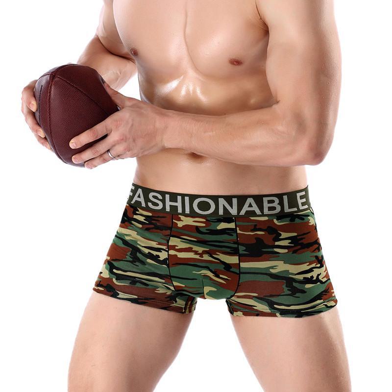 Men's Camouflage Cotton Boxer Briefs - Trendy, Breathable Military Style