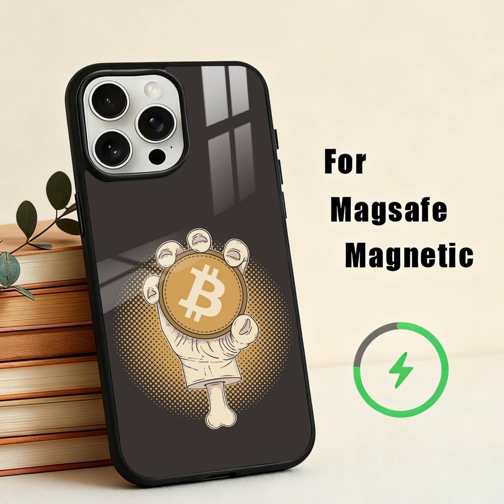 

Cool Art Bitcoin Digital Phone Case For iPhone 17,16,15,14,13,12,Plus,Pro,Max for Magsafe Magnetic Wireless Charging iPhone11