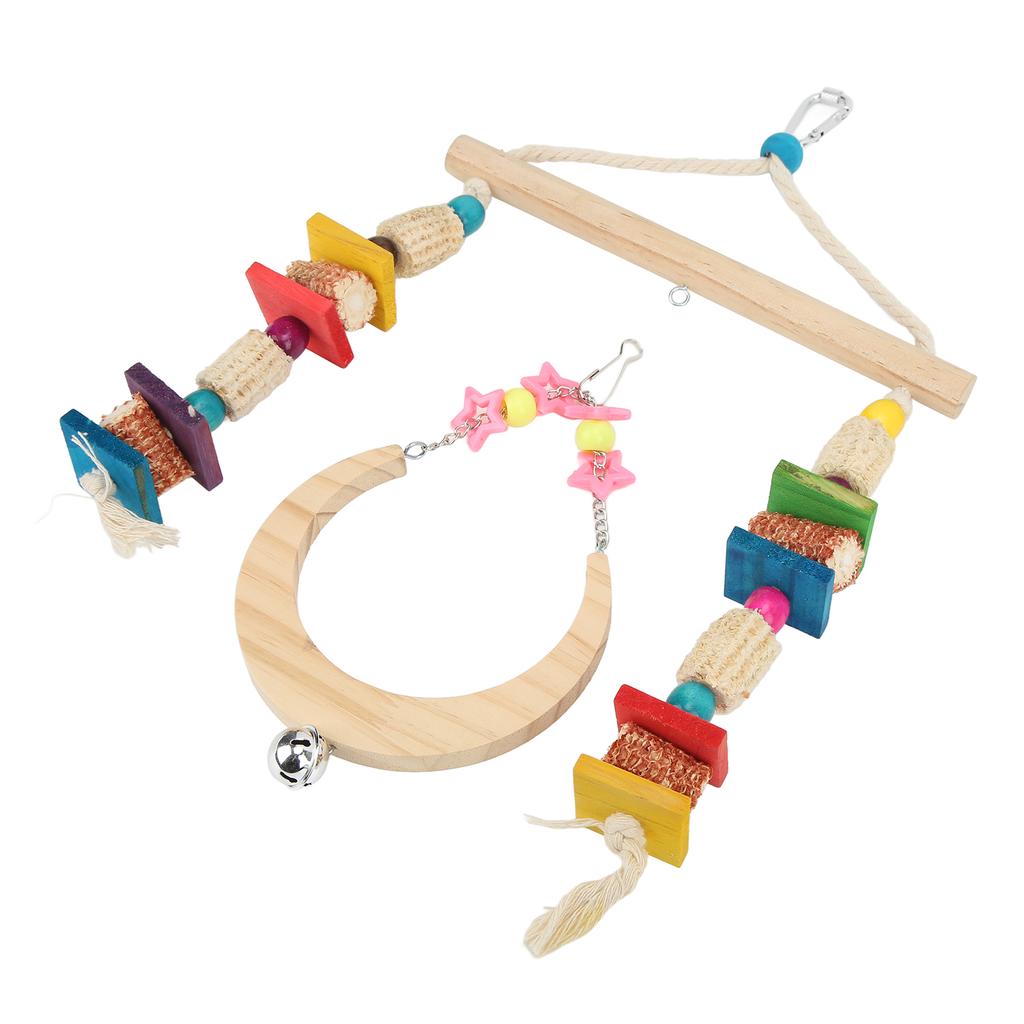 Vogelspielzeug zum Kauen, natürliches Holz, Maiskolben-Papageienschaukel für kleine Sittiche, Wellensittiche, Aras, Sittiche, Finken und Unzertrennliche