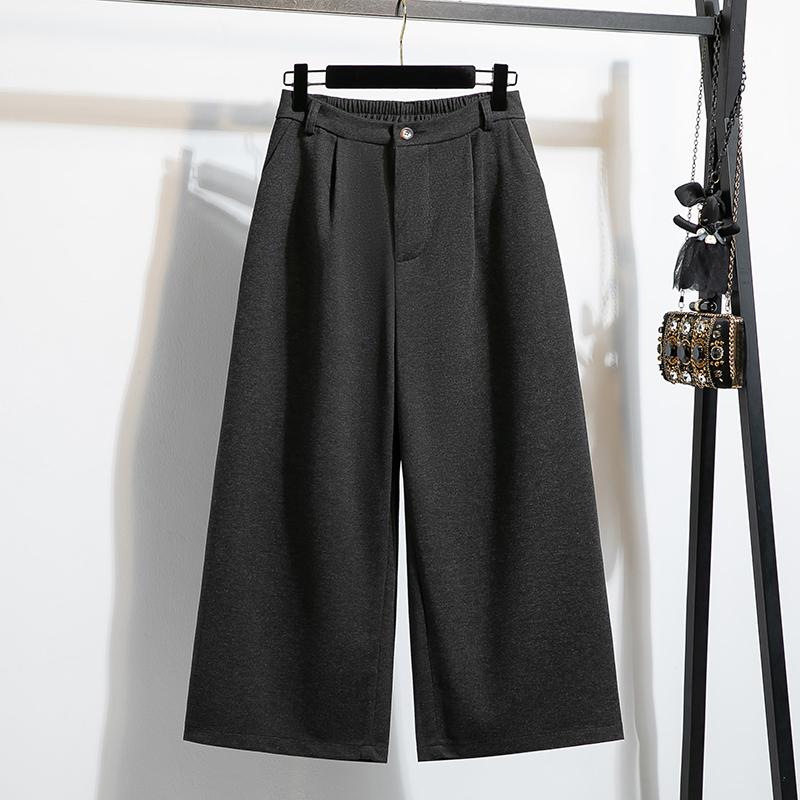 

DIMANAF Осень Зима Женские Брюки Большого Размера Толстые Повседневные Женские Длинные Брюки Оверсайз Свободные Штаны 2025 Новинка S серый