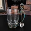 Europäische Glas Kaffeetasse hoher Wert leicht zu reinigen Kaffeetasse mit Henkel Löffel hitzebeständige Tasse Retro Blume Teetasse