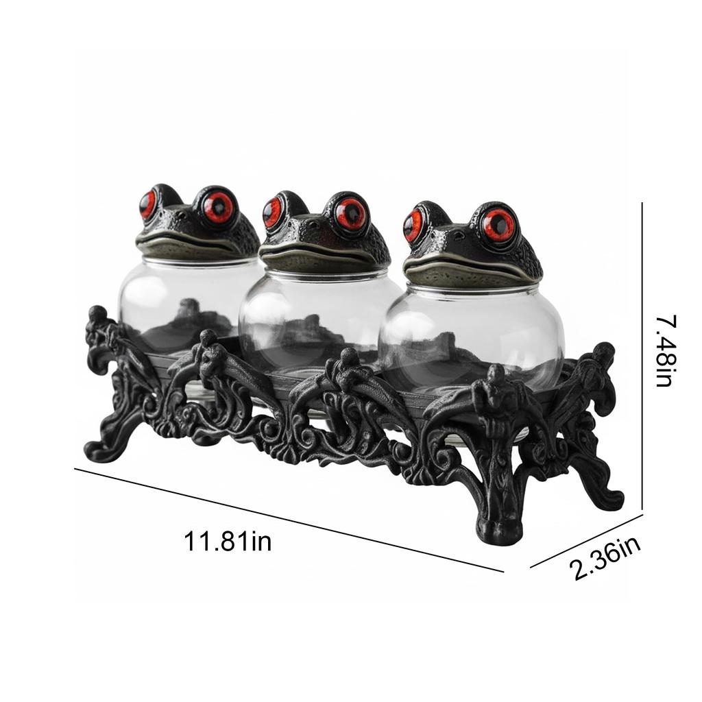 3-teiliges Frosch-Gewürzglas-Set Leere Klare Gewürzgläser Gewürzbehälter Gewürzbehälter Küchendekor für Gewürze Teeblätter