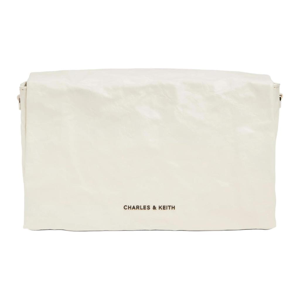 CHARLES&KEITH Pu Shoulder Bag , Crossbody Bag Small Women's Jet Black / Cream Milk White / Silver (Unisex) Crossbody Bags CK2 80782348