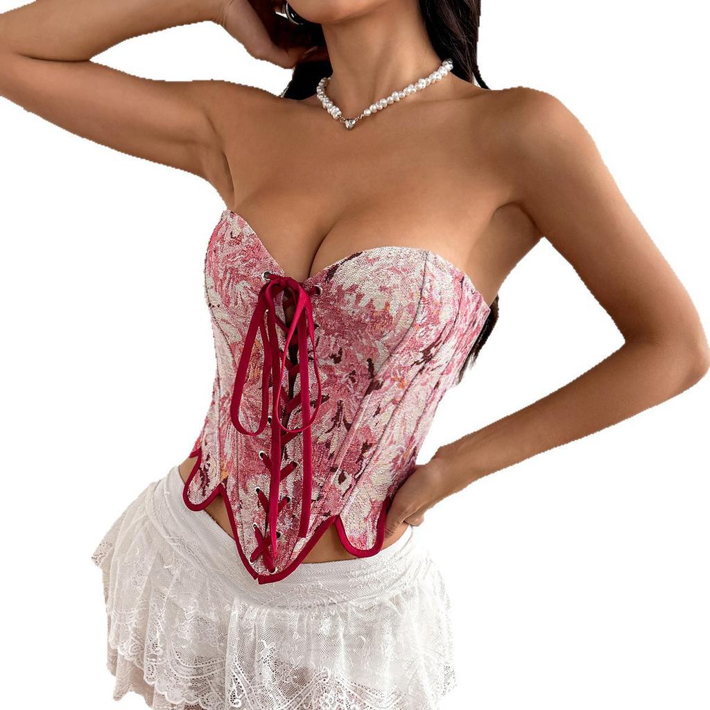 Women's new ins style design sense woven petals sexy hem zipper strap fishbone small top women