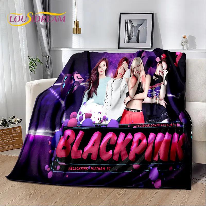 Black Pink Kpop Star Girl Group Soft Plush Blanket,Flannel Blanket Throw Blanket for Living Room Bedroom Bed Sofa Picnic Cover