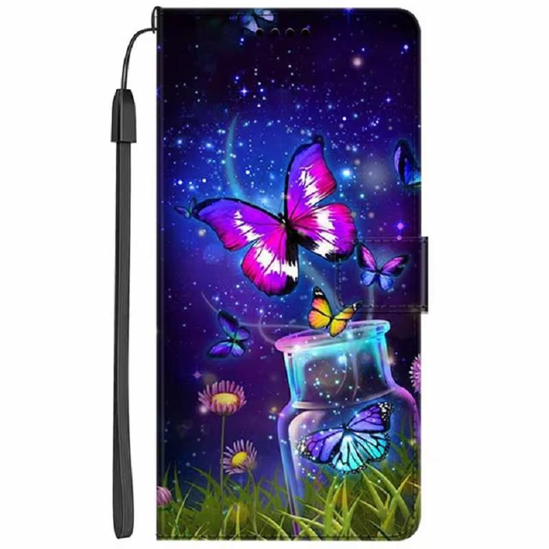 Pro TCL 60 SE 605 60R 60 NxtPaper 60SE NXTpaper Pouzdro Peněženka Flip Ochranný Kryt Květina Kočka Vlk Telefon Funda Kožené PU Coque