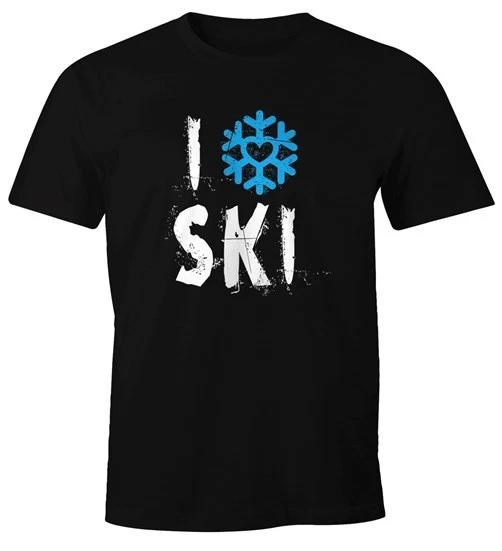 Mens T-Shirt I Love Ski I Love Ski Winter Sportsman Skier Fun Shirt 3XL