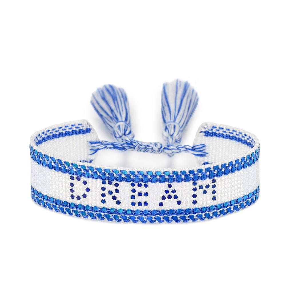 Handmade Gradient Sequin Bracelet with Creative Letter Design for Women