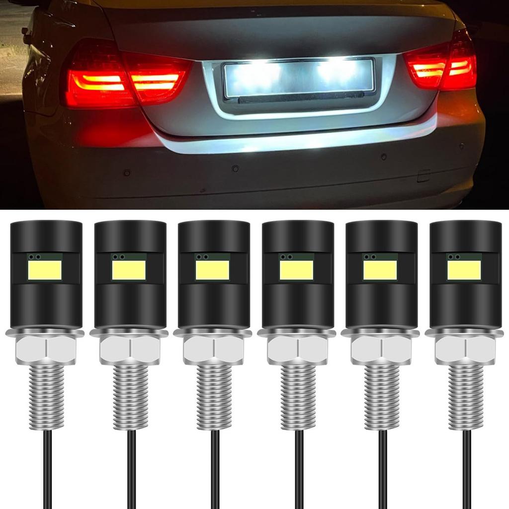 HUIKKJP LED License Light, Built-In Bolt, License Plate Lamp, License Plate Screw, LED Built-In