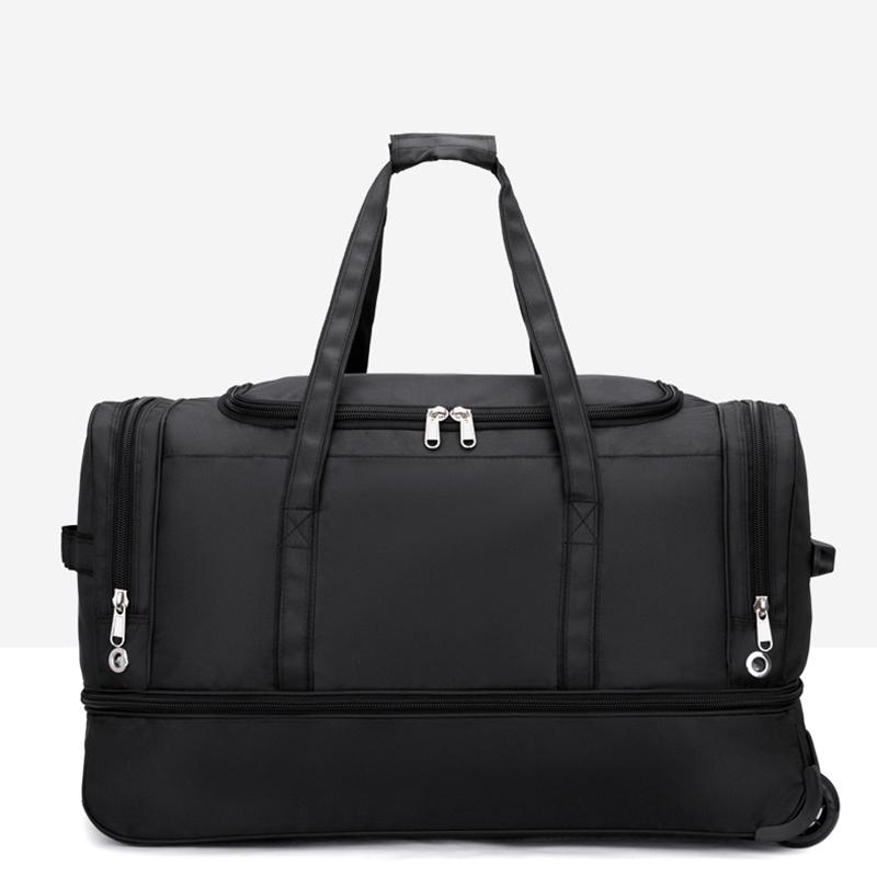 New Foldable Large-capacity Pull Rod Expansion Handbag Oxford Pull Rod Bag Multi-layer Storage Travel Bag Unisex Moving Bag
