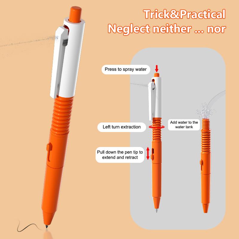 2 In 1 Funny Prank Retractable Water Spray Pens,Ball Pen With Water Spray Funny Prank Toy Stress Relief