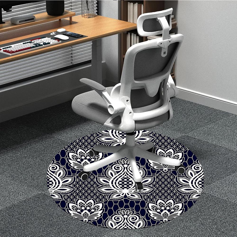 

1pc Lace Floral Office Round Area Rug, Indoor Mat Suitable ForOffice, Under Office Chairs Bedroom Living Room Home Decor, Room Decot130 80cm by 80cm