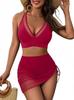 2026 European High-Waisted Slimming Two-Piece Women's Swimsuit in Solid Color