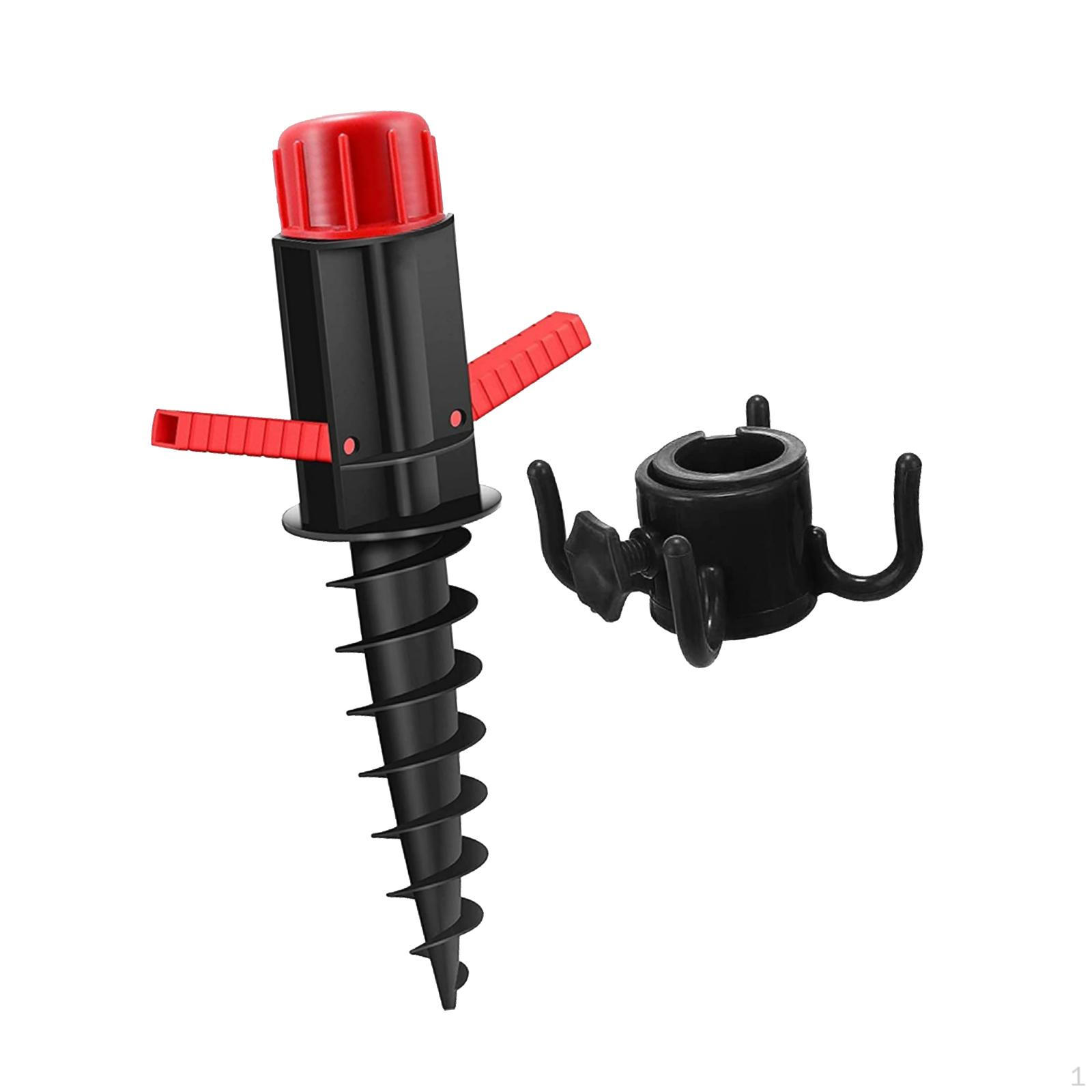 

Beach Umbrella Sand Anchor Holder Stand Black Hooks