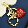 Exquisite Red Heart-Shape Keychain Bag Charms Cute Keychain Car Key Ring For Women Girls Backpack Decoration Accessories Gifts