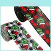 Grinch Floral Print Burlap Ribbon For Gift Wrapping Perfect For Holiday Decorations