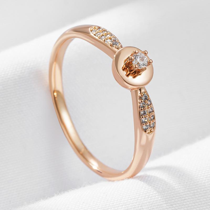Unusual  Rose Gold Color Rings For Women Fashion Shiny Natural Zircon Accessories Minimalist Daily Fine Jewelry