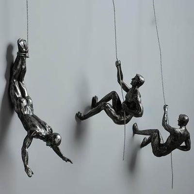 Athlete Rock Climbing Man Resin Background Wall Hanging Decoration Sculpture Statue Figures Present Decor Retro