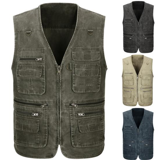 Men Multi Pockets Waistcoat Vest Outdoor Travel Fishing Photography Gilet Jacket