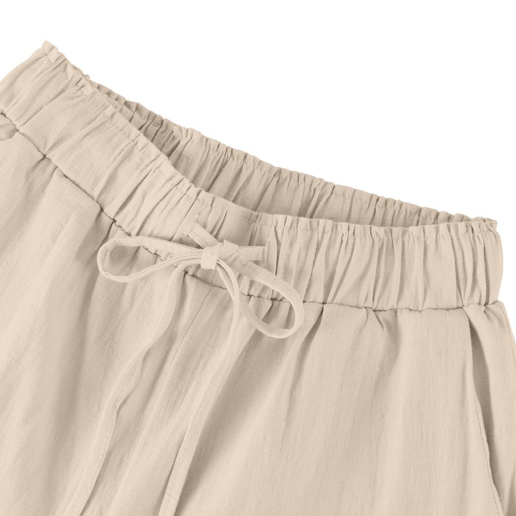Women's Loose Casual Cotton Linen Thin Solid Color Home Pants Cropped Pants