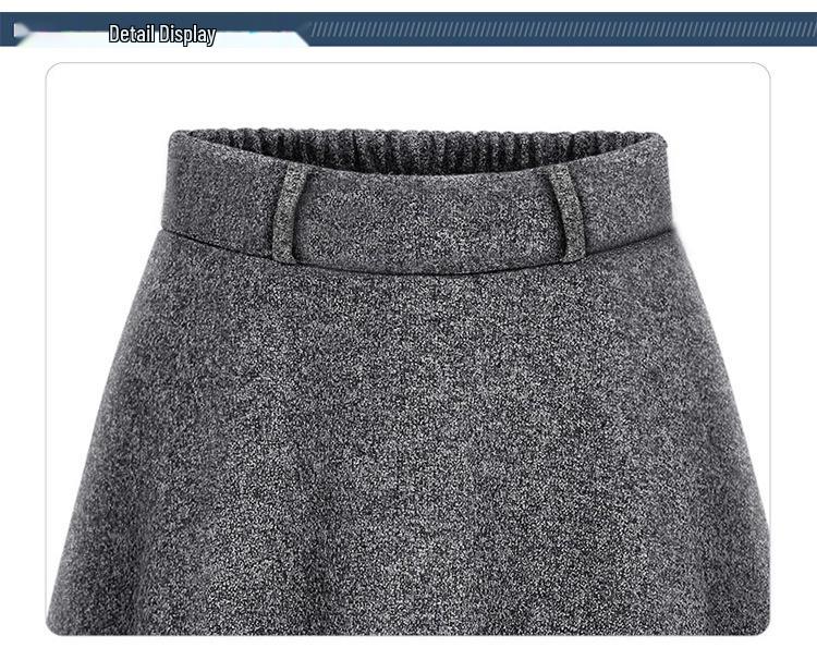 Plus Size A-Line Woolen Skirt - Autumn/Winter, Hip-Wrapped, All-Match, 200 Lbs, 60cm Length