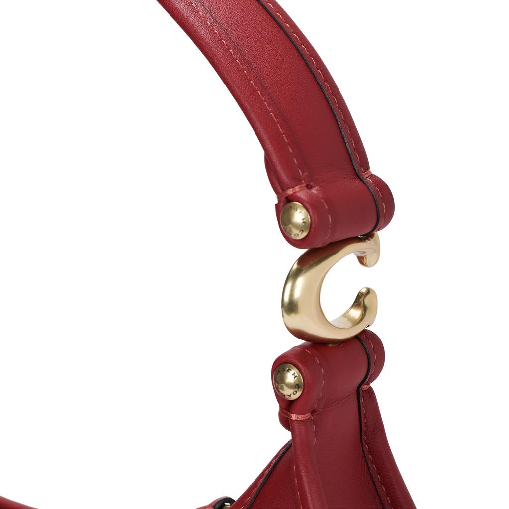 Coach Eve 31 Solid Color Pleated Hardware Zipper Closure Glove Tanned Leather Saddle Bag Shoulder Handbag Large Women Handbags Red CM530-B4E5D