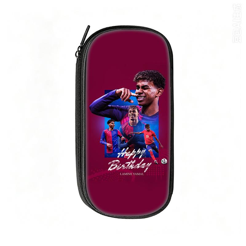Voetbalster Pennenbak L-Lamin Yamal Patroon Leer Potlooddoos Beste Cadeau Make-up Tas Student Reis Voetbal Sport Potloodzakje