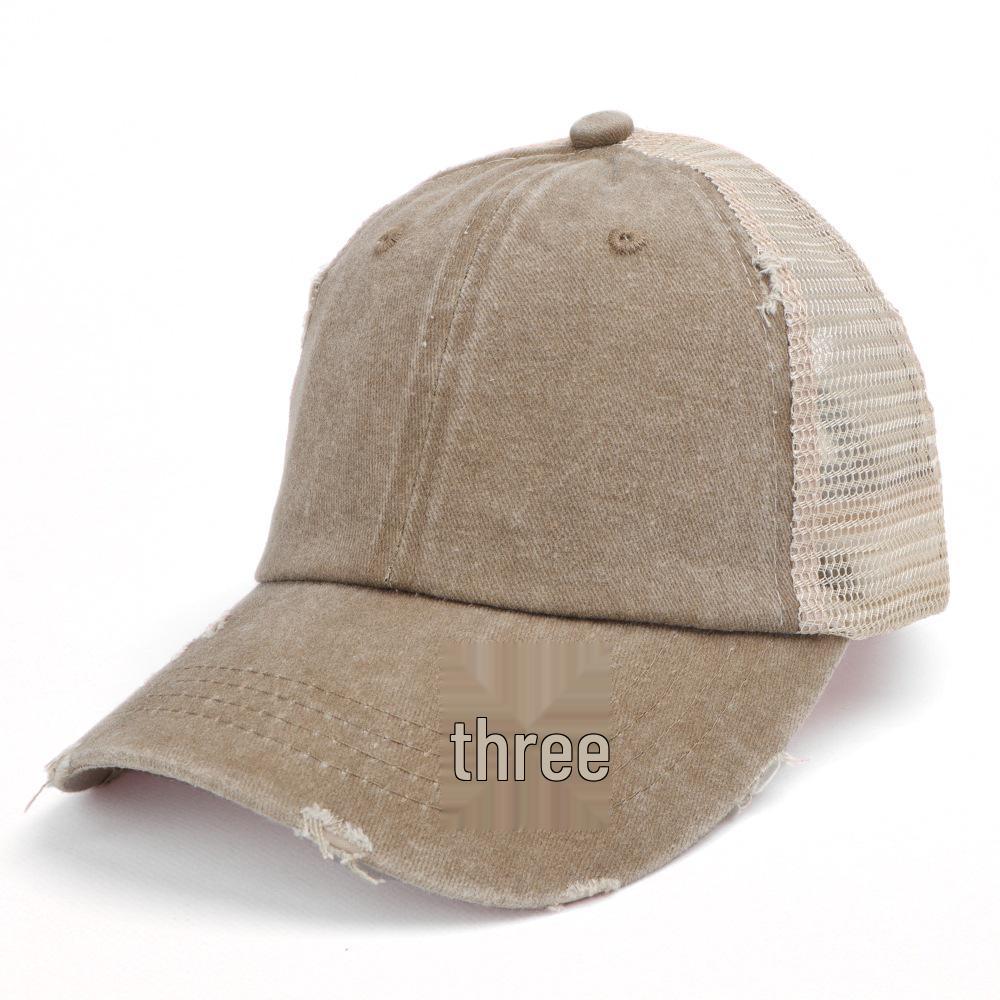 Women's Washed Cotton Ponytail Baseball Cap - Ripped, Breathable Mesh Sun Hat for Outdoor Sports
